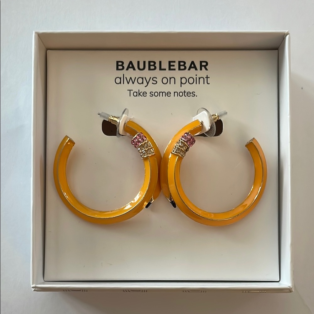 BaubleBar Vibrant Yellow and Pink Pencil Hoop Earrings